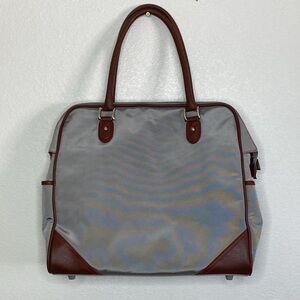 PEGASUS Gray with Brown Leather Accents and Trim Travel Bag